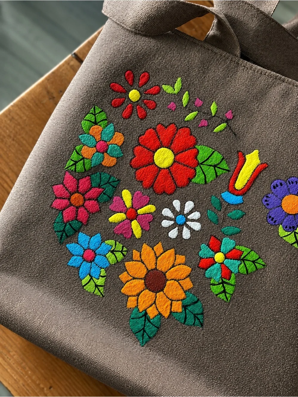 RARE Hand Painted in El Salvador Floral/ Butterfly Canvas Tote Bag